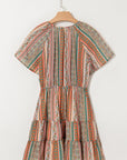 Floral Boho Buttoned V-Neck Ruffle Tiered Dress