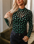 St Patrick Shamrock Mesh Long Sleeve Bodysuit