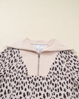 Leopard Patchwork Zip-Up Collar Mini Dress