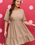 Plus Size Textured Ruffle Short Sleeve Dress