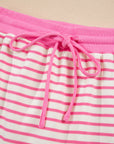 Stripe Collared V-Neck Pullover and Skort Set