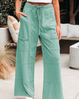 Mineral Wash Reverse Seam Drawstring Elastic Waist Pants