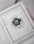 Starry Stamped Sterling Ring: Kingman Turquoise / 7