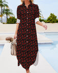 Baha Ranch Colores de Mexico Romantic Roses Button-Up Long Sleeve Shirt Dress
