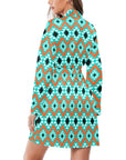 Aztec Turquoise Orange Women's Belted Satin Feel Dressing Lounge Robe