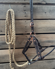 Brown Honeycomb Tooled Lariat & Leather Combo Halter