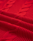 Cable Knit Turtleneck Ruffle Short Sleeve Sweater
