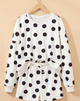 Polka Dot Pullover and Drawstring Shorts Set