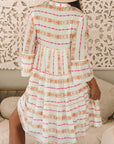 Winnie Bracelet Sleeve Slit Neck Ruffled Loose Dress