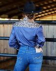 DENIM & LEOPARD PERFORMANCE RODEO SHIRT