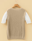 Colorblock Short Sleeve Patchwork Sweater Top