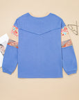 Plus Size Floral Patchwork Reverse Seam Top
