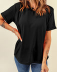 Solid Short Sleeve Crew Neck Tee