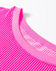 Plus Size Solid Corded Knit Drop Shoulder Top