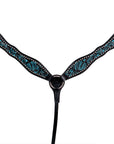 Western Horse Breast Collar Tack American Leather Black Turquoise Hilason