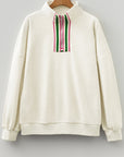 Felitina Patchwork Zip Collar Pullover