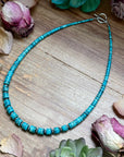19” Graduated Turquoise Heishi Necklace – 5mm Saucers
