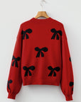 Bow Pearl Embellished Drop Shoulder Sweater