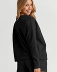 Textured Long Sleeve Top and Drawstring Shorts Set