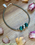 16.5” Turquoise Necklace – Sterling Silver Pearls