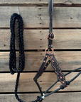 Black Honeycomb Tooled Lariat & Leather Combo Halter