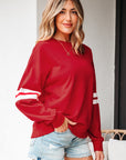 Varsity Stripe Drop Shoulder Oversized Sweatshirt