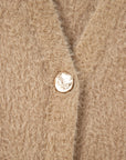 Solid Fuzzy Button-Front Cardigan