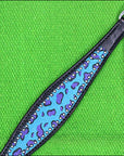 HILASON Western Horse Leather Headstall & Breast Collar Set Turquoise Cheetah