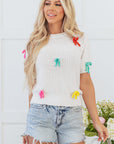 Bow Tie Crewneck Short Sleeve Sweater