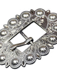 Western Screw Back Concho Stainless Steel Ed Leather Belt Floral Buckle
