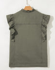 Denim Patchwork Ruffle Sleeve Jacket Vest