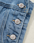 Pleated Wide Leg Pocketed Denim Jumpsuit