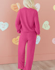 Solid Corduroy Pullover and Drawstring Pants Set