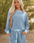 Checker Long Sleeve Pullover and Shorts Set