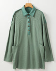Arianna Waffle Half Button Top.