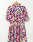 Floral V-Neck Puff Sleeve Mini Dress