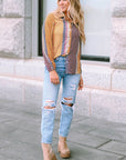 Brown Dot Print Long Sleeve Button Down Shift PLUS Shirt
