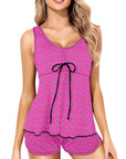 Baha Ranch Hot PInk Lightning Bolt Tankini Boy Shorts Swim Set