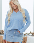 Kahlani Terry Raw Hem Long Sleeve Top