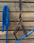 Blue Honeycomb Tooled Lariat & Leather Combo Halter