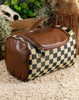 Black Checkered Zipper Makeup Bag