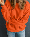Solid Drop Shoulder Crewneck Pullover Sweatshirt