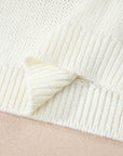 Contrast Bow Tie Short Sleeve Knit Sweater