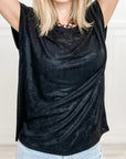 Metallic Round Neck Cap Sleeve Tee