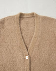 Solid Fuzzy Button-Front Cardigan
