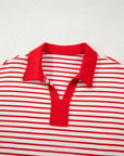 Stripe Collared V-Neck Pullover and Skort Set