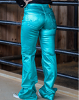 SIGNATURE TROUSERS - TURQUOISE METALLIC