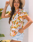 Ailany Short Sleeve Floral Blouse