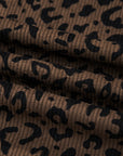Leopard Elastic High Waist Loose Corduroy Pants