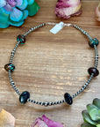 17.5” Turquoise Rondelle Necklace – Sterling Silver Pearls